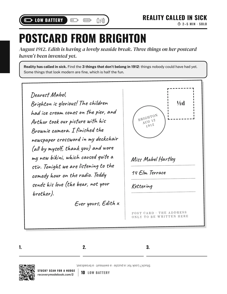 Page 10: Reality Called In Sick: a postcard from 1912