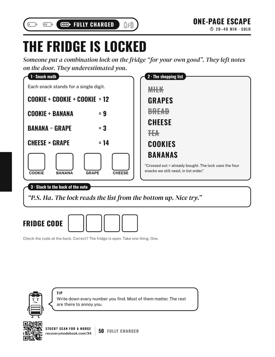 Page 50: One-page escape: The Fridge Is Locked
